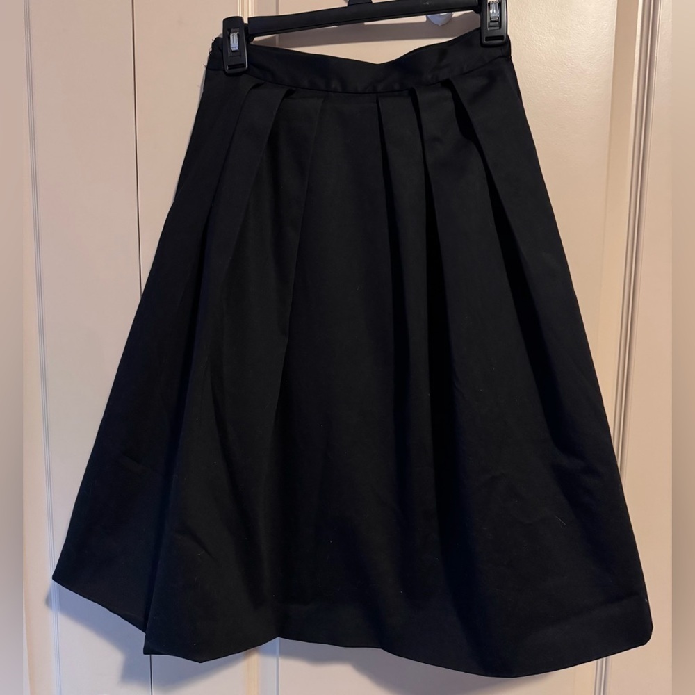 White House Black Market Classic Black A-Line Pleated Skirt